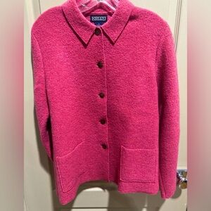 Lands' End Hot Pink Wool Blend Button-Up Jacket